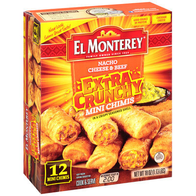 El Monterey® Nacho Cheese & Beef Extra Crunchy Mini Chimis 12 ct Box