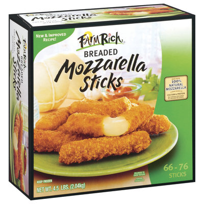 Farm Rich Mozzarella Breaded 66-76 Ct Cheese Sticks 4.5 Lb Box