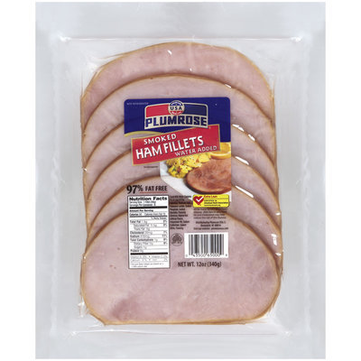 PLUMROSE Water Added 97% Fat Free Smoke Ham Fillets 12 OZ PACKAGE