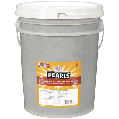 PEARLS Whole Super Colossal Sicilian Green Olives 28 LB PAIL