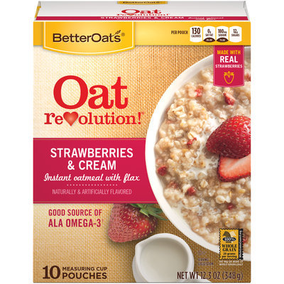 Better Oats® Oat Revolution!® Strawberry & Cream Instant Oatmeal with Flax Cereal 12.3 oz. Box