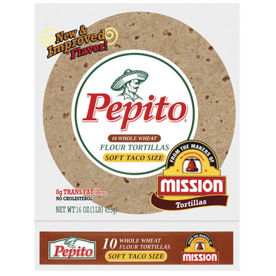 Pepito Flour Whole Wheat Soft Taco Size 10 Ct Tortillas 16 Oz Bag