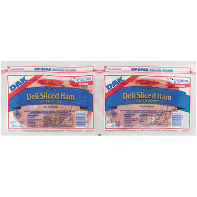 Dak Deli Sliced Smoked 97% Fat Free 16 Oz Sliced Ham 2 Pk