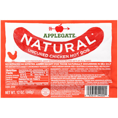 Applegate® Natural* Uncured Chicken Hot Dog 12 oz. Pack