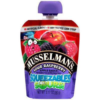 Musselman's® Squeezables Sours! Sour Raspberry Apple Sauce 3.17 oz. Pouch