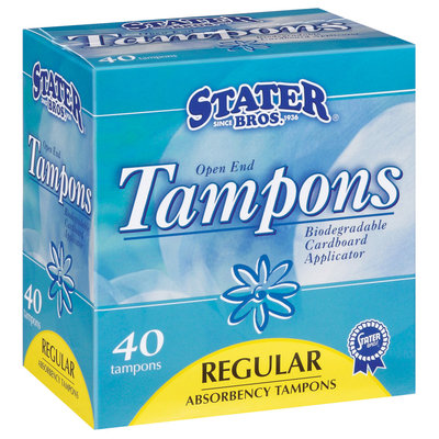 Stater Bros. Regular Open End W/Biodegradable Cardboard Applicator Tampons 40 Ct Box