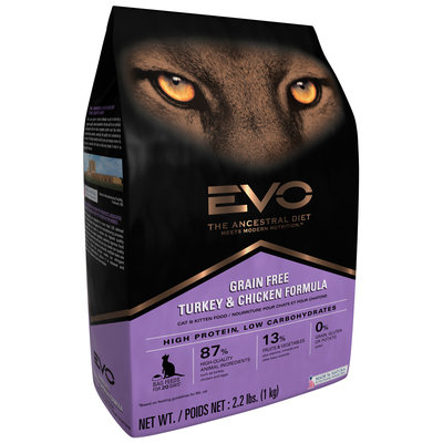 EVO Turkey & Chicken Formula Cat & Kitten Food 2.2 lb. Bag