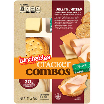 Lunchables Cracker Combos Turkey & Chicken with Swiss & Cheddar