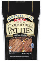 Stater Bros. 100% Pure 15 Ct Ground Beef Patties 5 Lb Stand Up Bag