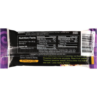 Mrs. May's Naturals® Almond Crunch Snack Bar Cranberry Blueberry 1.7 oz Wrapper