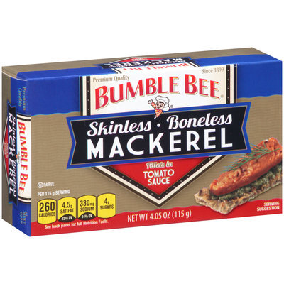 Bumble Bee® Skinless Boneless Mackerel Fillets in Tomato Sauce 4.05 oz. Box