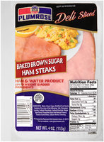 Plumrose® Deli Sliced Baked Brown Sugar Ham Steaks 4 oz. Package