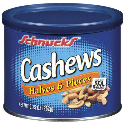 Schnucks Halves & Pieces Cashews 9.25 Oz Canister