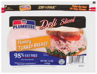 Plumrose Honey Deli Sliced Turkey Breast 12 Oz Zip Pak