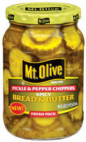 Mt. Olive Spicy Bread & Butter Chippers Pickles & Peppers 16 Oz Jar