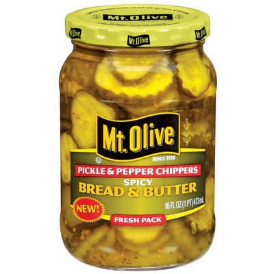 Mt. Olive Spicy Bread & Butter Chippers Pickles & Peppers 16 Oz Jar