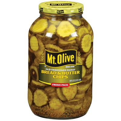 Mt. Olive Bread & Butter Chips Old Fashioned Sweet Fresh Pack Pickles 64 Oz Jar