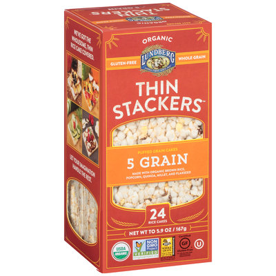 Lundberg® Organic Thin Stackers™ 5 Grain Puffed Grain Cakes 24 ct Box