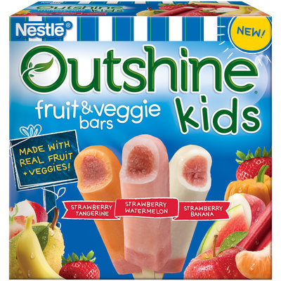 Outshine Kids Fruit & Veggie Bars, Strawberry Tangerine, Strawberry Watermelon, Strawberry Banana, 12 ct Box