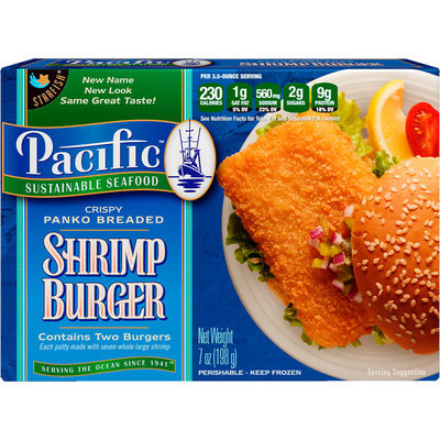 Pacific Sustainable Seafood™ Crispy Panko Breaded Shrimp Burger 2 ct Box