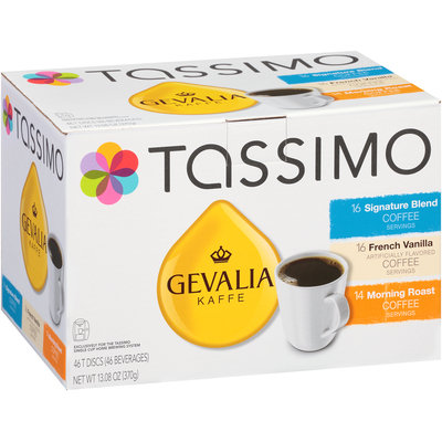 Tassimo Signature Blend/French Vanilla/Morning Roast Coffee T Discs Variety Pack 46 ct Box