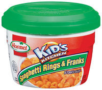 HORMEL KID'S KITCHEN In Tomato Sauce Microwave Cup Spaghetti Rings & Franks 7.5 OZ CUP