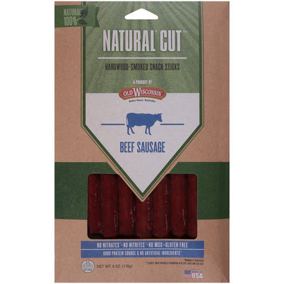 Old Wisconsin® Natural Cut™ Beef Sausage Hardwood-Smoked Snack Sticks 6 oz. Pack