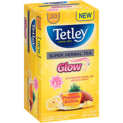 Tetley® Glow Pineapple & Citrus Super Herbal Tea Bags 20 ct Box
