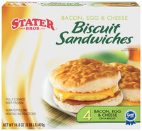 Stater Bros. Bacon Egg & Cheese 4 Ct Biscuit Sandwiches 14.8 Oz Box