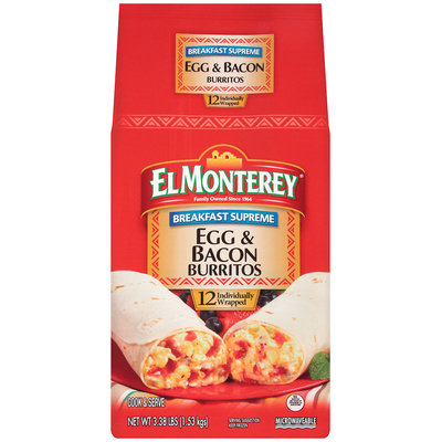 El Monterey® Breakfast Supreme Egg & Bacon Burrito 3.38 lb. Bag