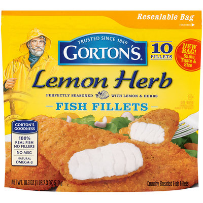 Gortons® Lemon Herb Crunchy Breaded Fish Fillets 10 ct. Bag.