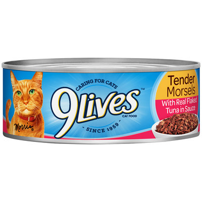 9Lives Tender Morsels with Real Flaked Tuna in Sauce Wet Cat Food, 5.5-Ounce Can (Pack of 24)