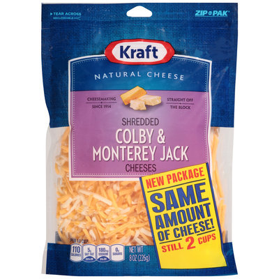 Kraft Shredded Colby & Monterey Jack Cheese 8 oz. ZIP-PAK®