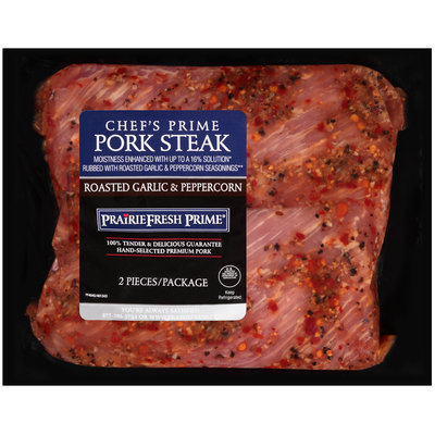 PrairieFresh Prime® Chef's Prime Roasted Garlic & Peppercorn Pork Steak 2 ct Pack