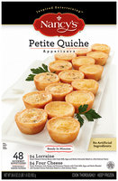 Nancy's Petite Quiche Four Cheese & Lorraine 48 Ct Appetizers 36.6 Oz Box