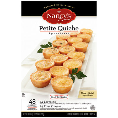 Nancy's Petite Quiche Four Cheese & Lorraine 48 Ct Appetizers 36.6 Oz Box