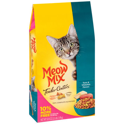 Meow Mix Tender Centers Tuna & Whitefish Flavors Dry Cat Food, 3.3-Pound