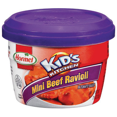 HORMEL KID'S KITCHEN In Tomato Sauce Microwave Cup Mini Beef Ravioli 7.5 OZ CUP