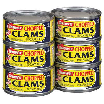 Snow's Chopped In Clam Juice 6 Ct Clams 6.5 Oz Cans