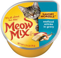 Meow Mix Savory Morsels Seafood Entree in Gravy Wet Cat Food, 2.75-Ounce Cup