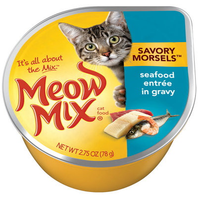 Meow Mix Savory Morsels Seafood Entree in Gravy Wet Cat Food, 2.75-Ounce Cup