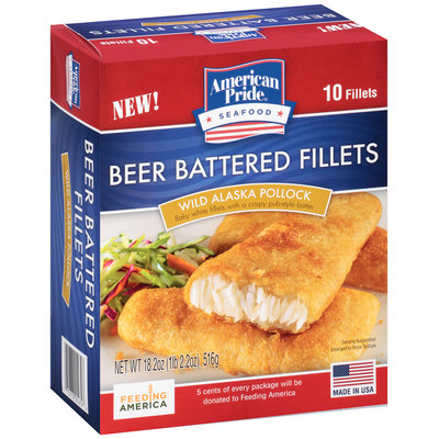 American Pride® Beer Battered Wild Alaska Pollock Fillets 10 ct Box