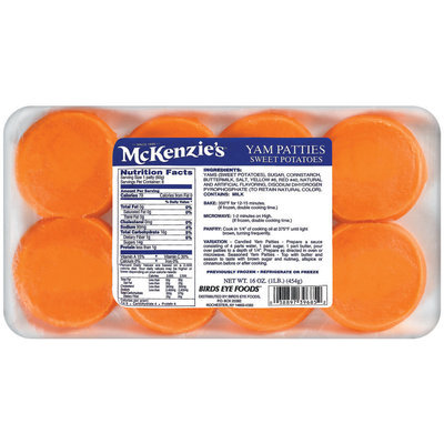 Mckenzie's Sweet Potatoes 8 Ct Yam Patties 16 Oz Tray
