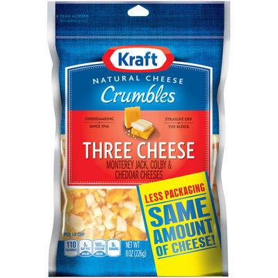 Kraft Natural Cheese Three Cheese Crumbles 8 oz. ZIP-PAK®