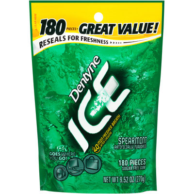 Dentyne Ice Spearmint Sugar Free Gum 180 Piece Pouch