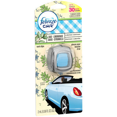 Febreze Car Vent Clips Sage Lemongrass Air Freshener (1 Count, 0.06 Oz)