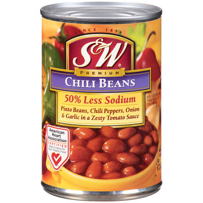 S&W® Premium 50% Less Sodium Chili Beans 15.5 oz. Can