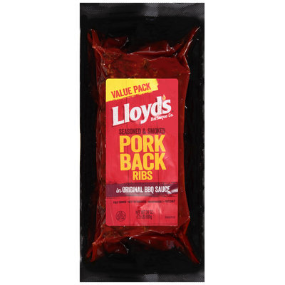 Lloyd's® Barbeque Co. Seasoned & Smoked Pork Back Ribs in Original BBQ Sauce 24 oz. Pack