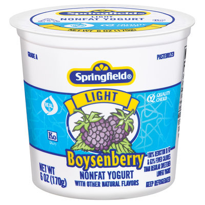 Springfield Light Nonfat Boysenberry Yogurt 6 Oz Cup