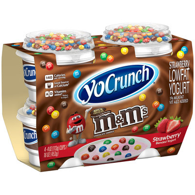 YoCrunch® Strawberry Lowfat Yogurt with M&M's® Brand Chocolate Candies 4-4 oz. Cups